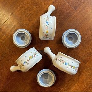 Set of 3 Vintage Cottagecore Lidded Onion Soup Bowls, New Avenues, Laurelwood,